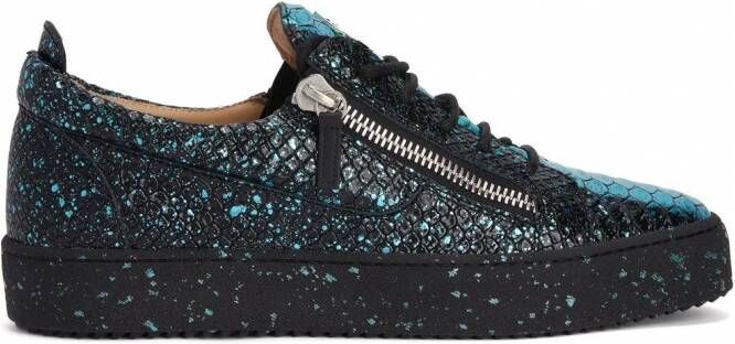 Giuseppe Zanotti Frankie sneakers met slangenhuid-effect Blauw