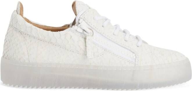 Giuseppe Zanotti Frankie sneakers met slangenhuid-effect Wit