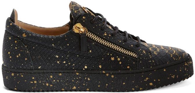 Giuseppe Zanotti Frankie sneakers met slangenleer-effect Zwart