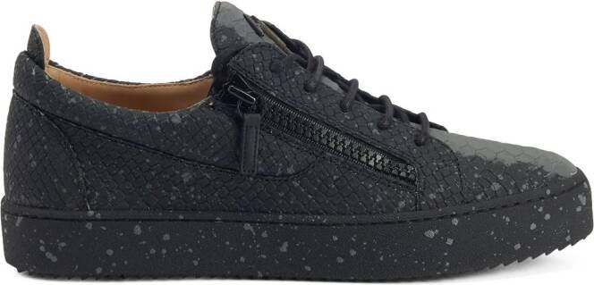 Giuseppe Zanotti Frankie sneakers met slangenleer-effect Zwart