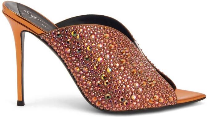 Giuseppe Zanotti Intrigo muiltjes met glitter Oranje