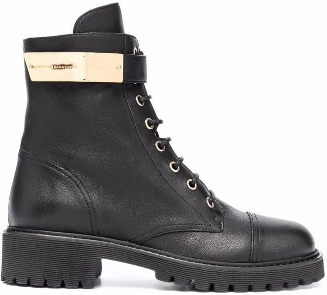 Giuseppe Zanotti Leren combat boots Zwart