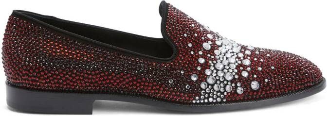 Giuseppe Zanotti Marthinique loafers verfraaid met kristallen Rood