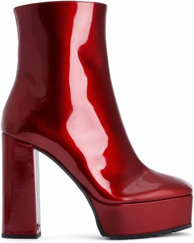 Giuseppe Zanotti Morgana enkellaarzen met plateauzool Rood