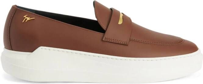 Giuseppe Zanotti New Conley leren loafers Bruin