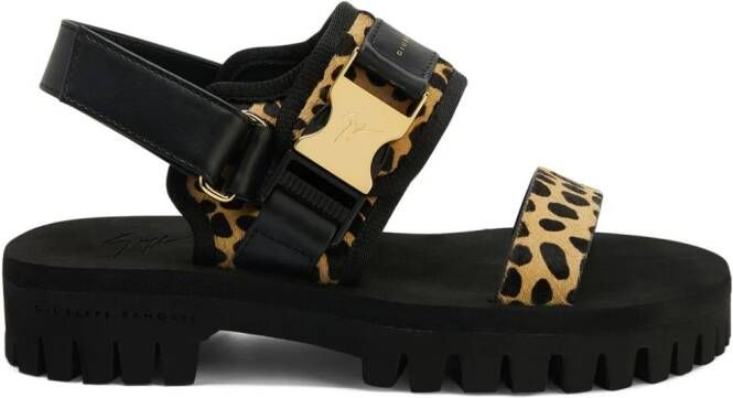 Giuseppe Zanotti Shyan chunky suède sandalen met print Zwart