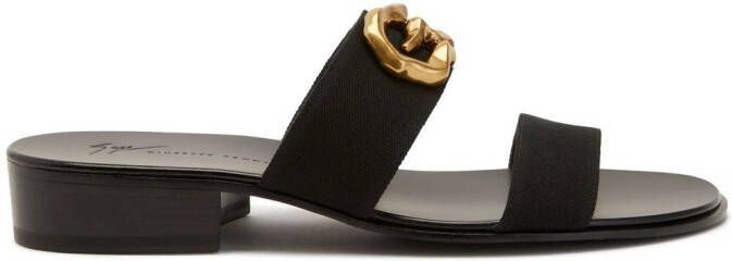 Giuseppe Zanotti Slippers met logoplakkaat Zwart