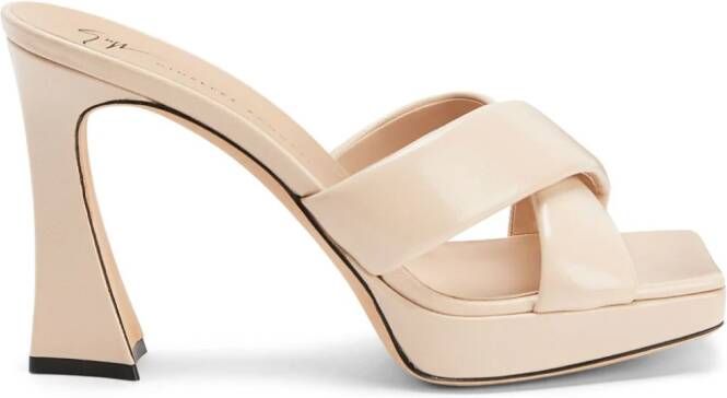 Giuseppe Zanotti Stacee 85mm leren muiltjes Beige