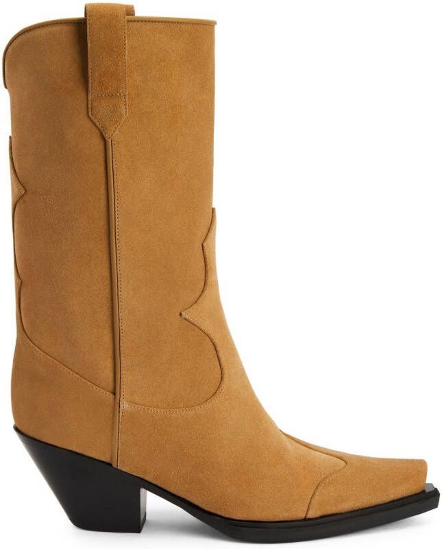 Giuseppe Zanotti Thyra suède cowboylaarzen Bruin