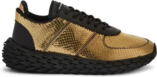 Giuseppe Zanotti Urchin sneakers met slangenleer-effect Goud