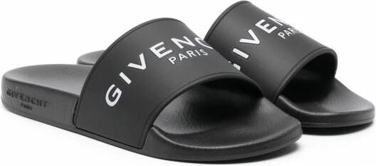 Givenchy Kids Slippers met logoprint Zwart