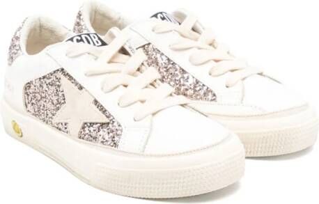 Golden Goose Kids May sneakers verfraaid met glitter Wit