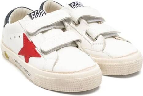 Golden Goose Kids May School leren sneakers met sterpatch Wit