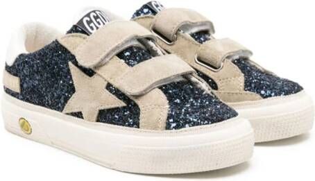 Golden Goose Kids May School sneakers met glitters Blauw