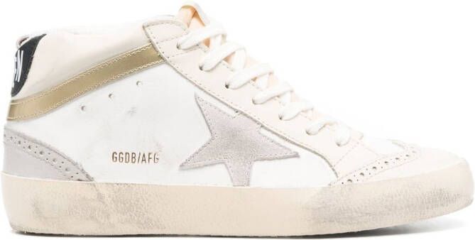 Golden Goose Mid-Star gerafelde sneakers Wit