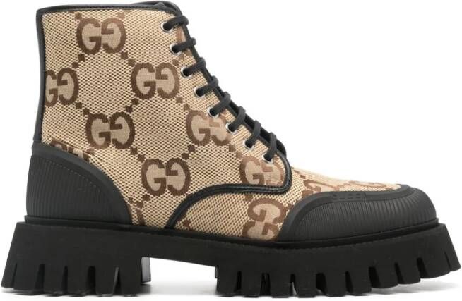 Gucci Combat boots met veters Beige