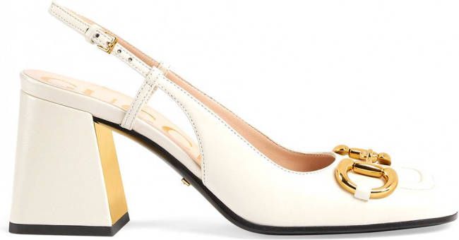 Gucci Slingback pumps met horsebit detail Wit