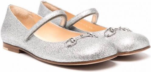 Gucci Kids Ballerina's met glitter Zilver