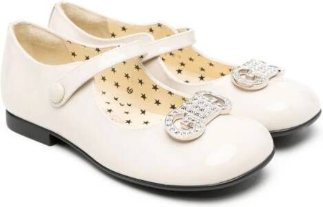 Gucci Kids Ballerina's met logoplakkaat Wit