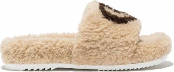 Gucci Kids Eileen slippers van imitatiebont Beige