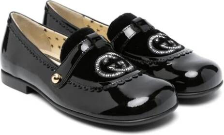 Gucci Kids GG leren ballerina's Zwart