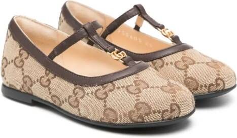 Gucci Kids GG Supreme canvas ballerina's Beige