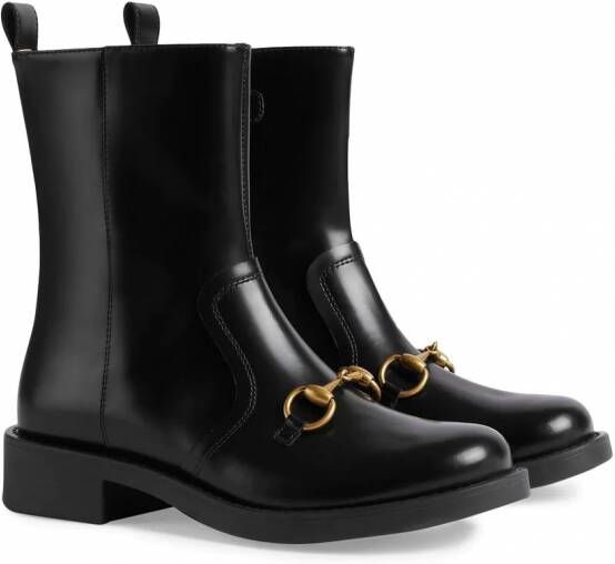 Gucci Kids Enkellaarzen met horsebit detail Zwart