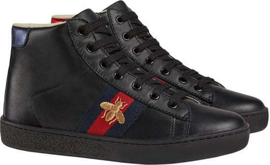 marionet Kritisch Tanzania Gucci Kids leren hoge sneakers voor kinderen Zwart - Schoenen.nl