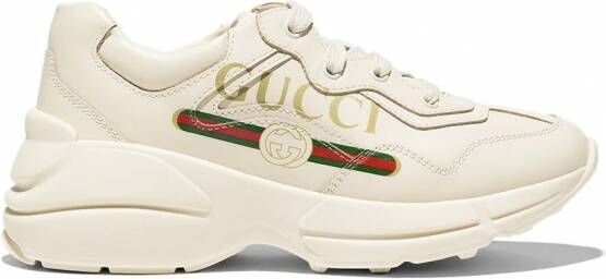 Gucci Kids Rhyton sneakers met logoprint Beige