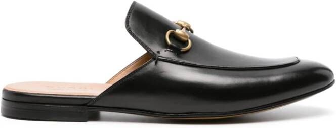 Gucci Horsebit leren slippers Zwart