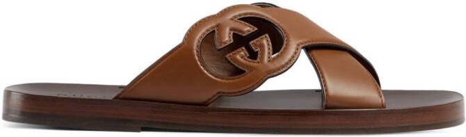 Gucci Slippers met GG-logo Bruin