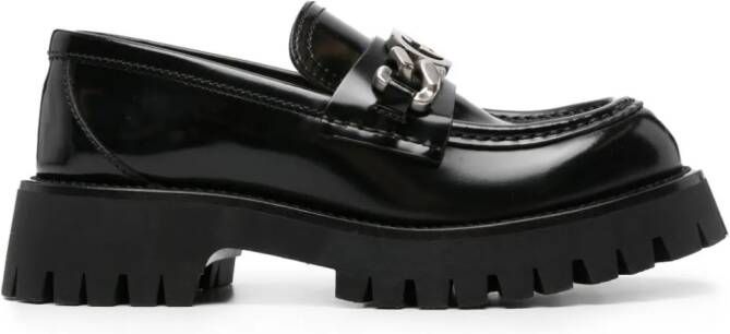 Gucci Leren loafers met GG-logo Zwart