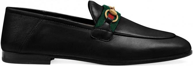 Gucci Loafers met webdetail Zwart Schoenen