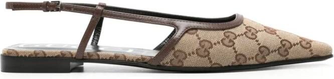 Gucci GG canvas slingback ballerina's Bruin