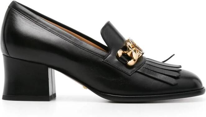 Gucci 55mm leren pumps met GG logo Zwart