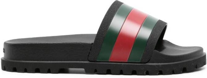 Gucci Pursuit slippers met web detail Zwart