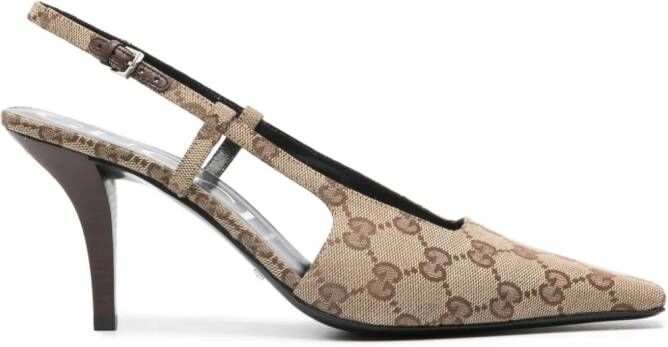 Gucci 75mm GG Supreme canvas pumps Beige