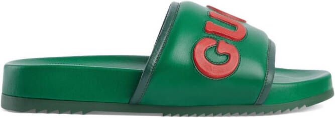 Gucci Slippers met patch Groen