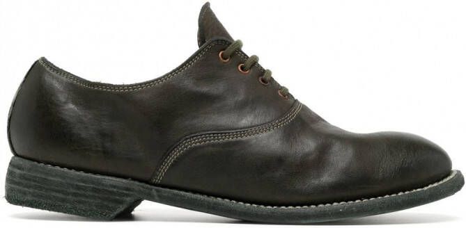 Guidi Oxford schoenen met gerafelde zool Groen