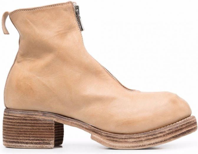 Guidi Leren laarzen Beige