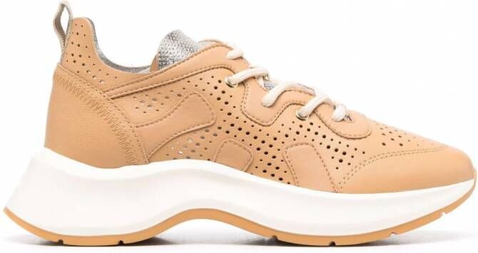 Hogan Geperforeerde sneakers Beige