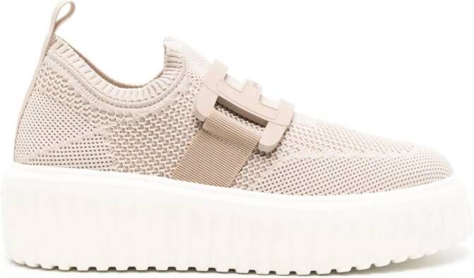 Hogan Gebreide sneakers met sleehak Beige