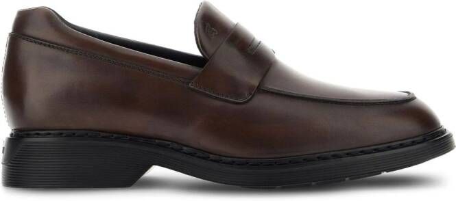 Hogan Leren loafers Bruin