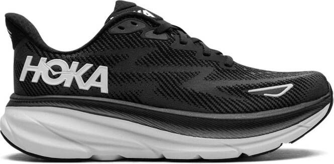 HOKA "Clifton 9 Black White sneakers" Zwart