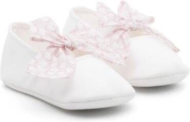 Il Gufo Twill ballerina's met strikdetail Wit