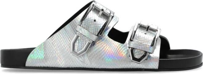 IRO Billie sandalen met slangenleer-effect Zilver