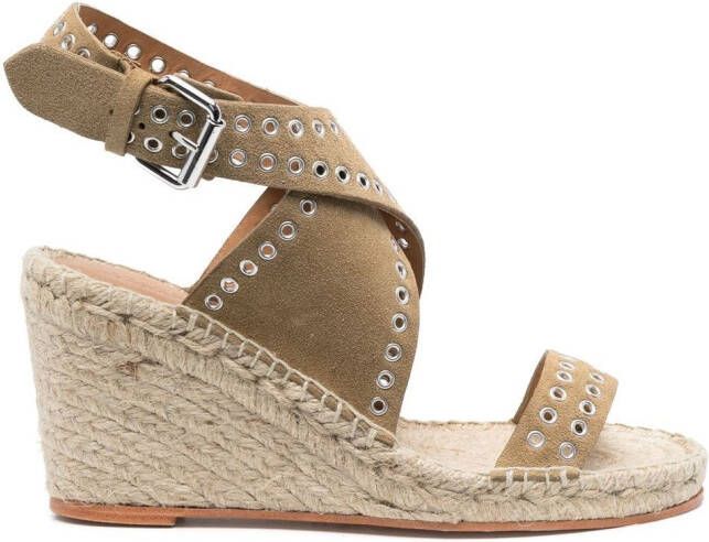 ISABEL MARANT Suède espadrilles met sleehak Beige