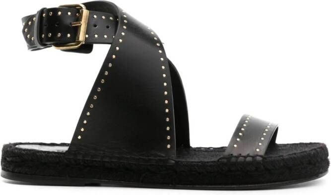 ISABEL MARANT Leren espadrilles met studs Zwart