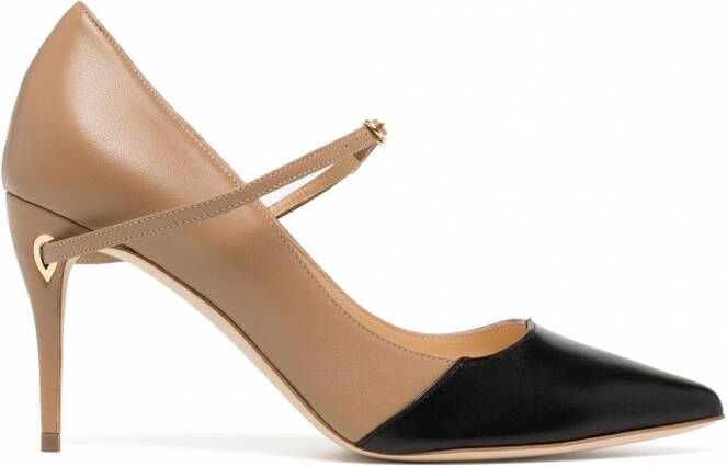 Jennifer Chamandi Pumps met colourblocking Bruin