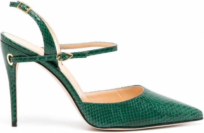 Jennifer Chamandi Vittorio pumps met slangenhuid-effect Groen